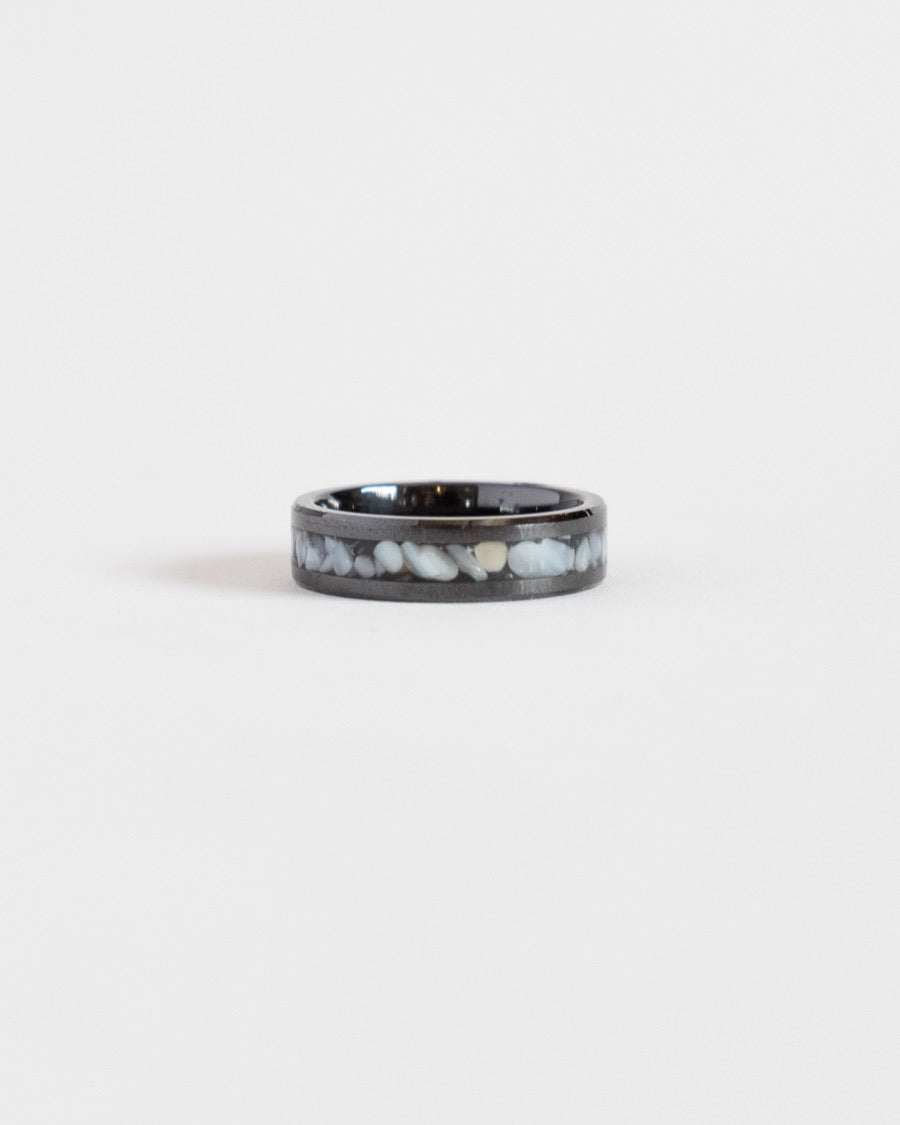 Mother of Pearl - Black Ceramic Inlay Ring