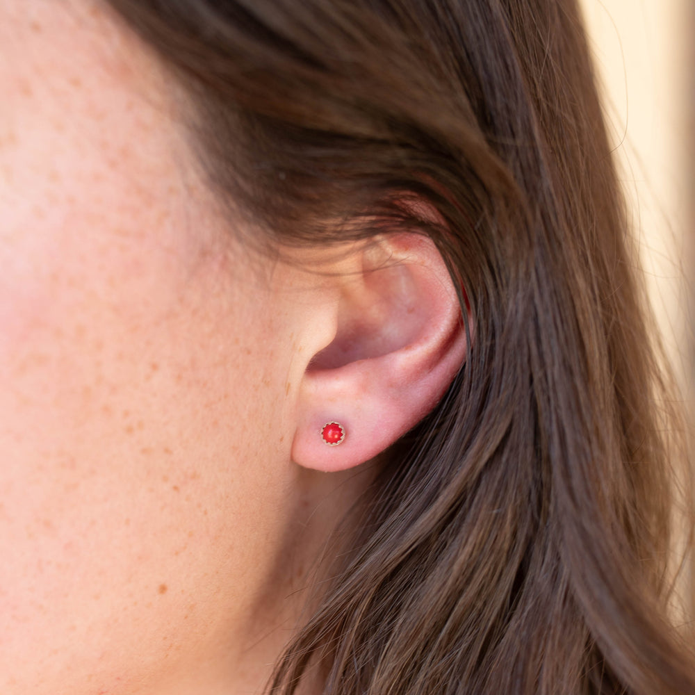 Polka Dot Studs - Red