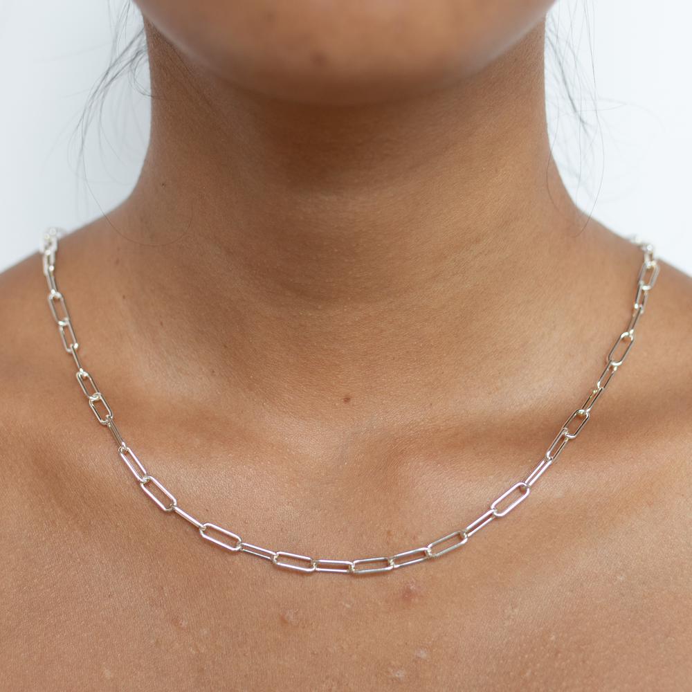 Silver Paperclip Necklace Chain