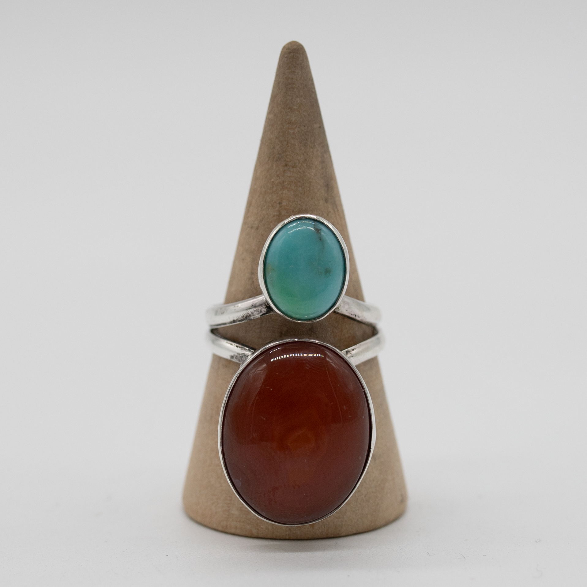 Two-Stone Carnelian & Chrysoprase Ring — Size 6