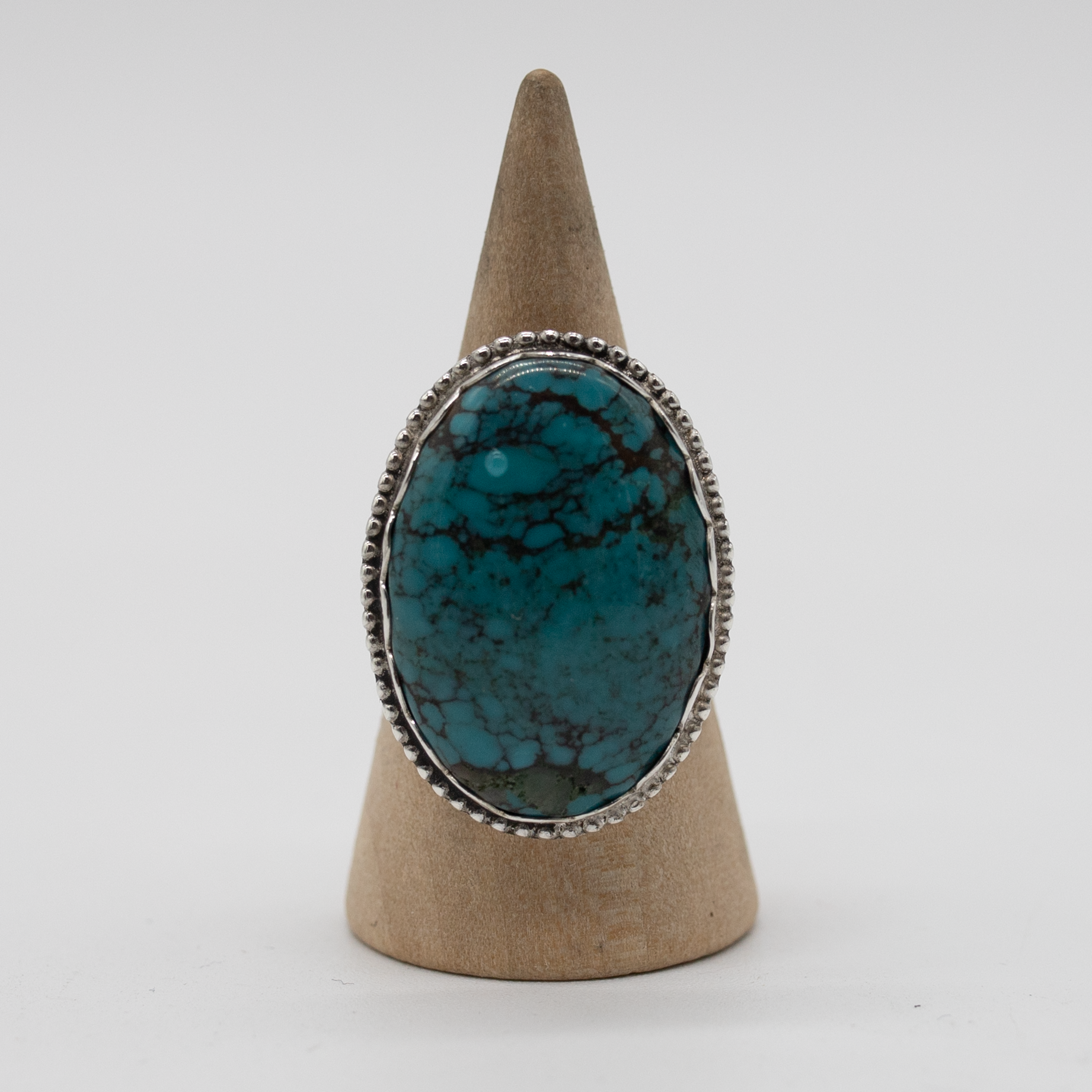 Blue Turquoise Statement Ring — Size 7