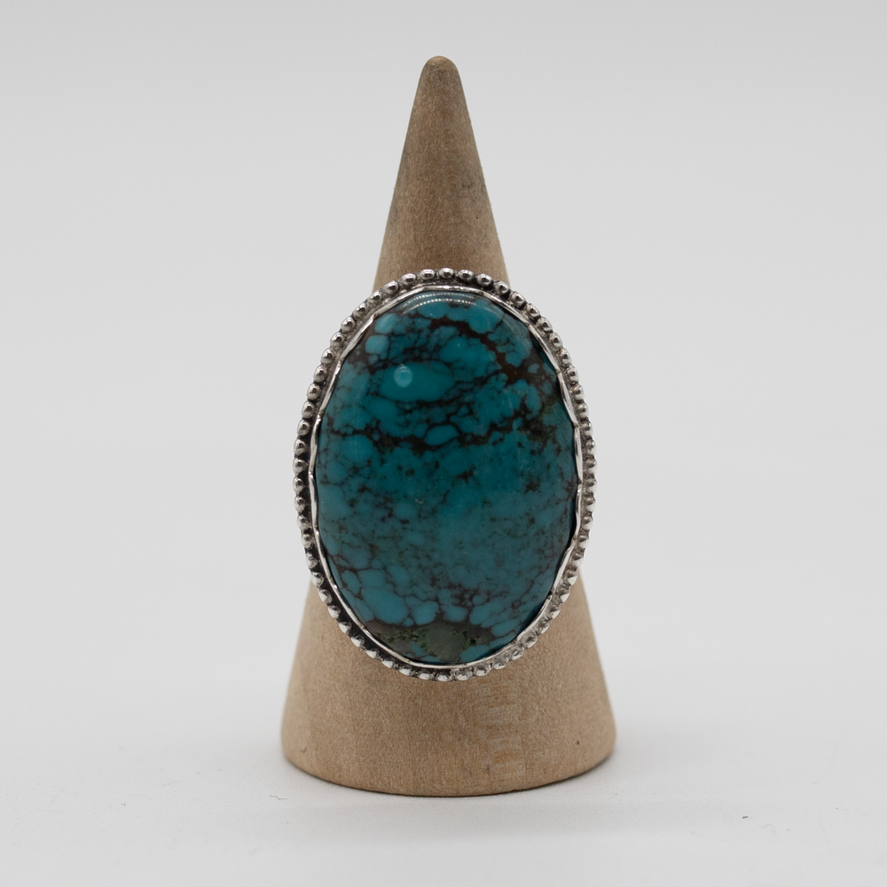 Blue Turquoise Statement Ring — Size 7