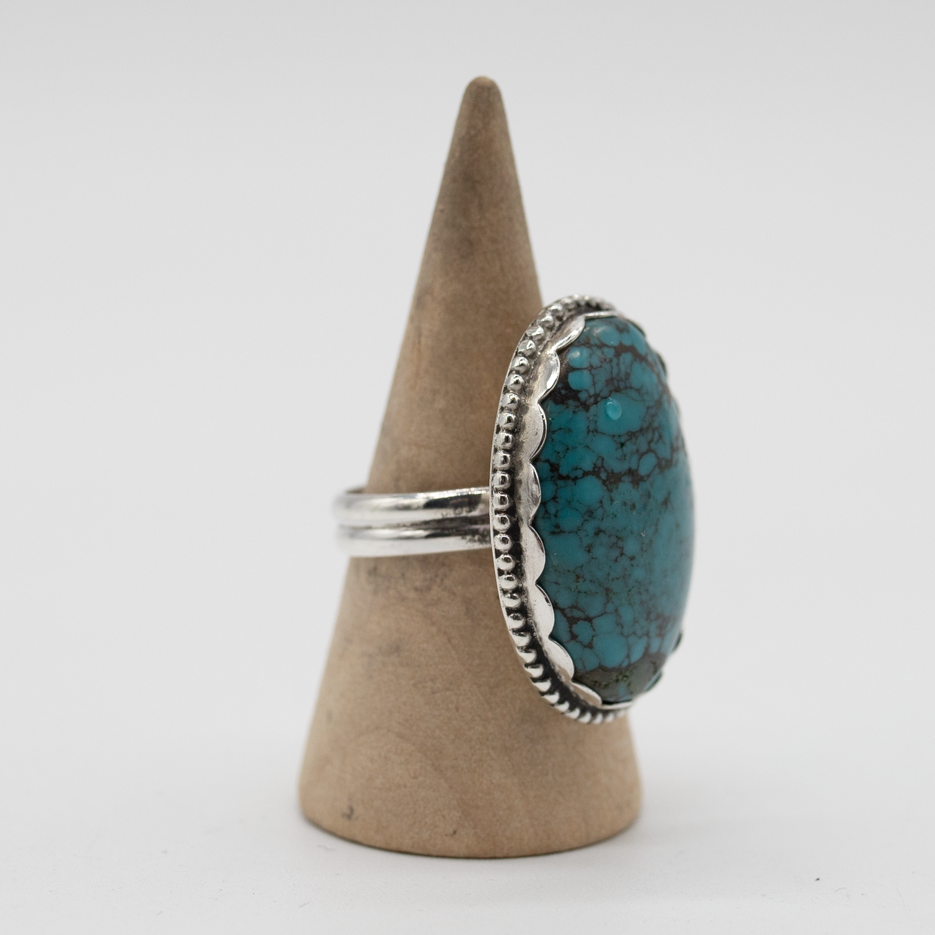 Blue Turquoise Statement Ring — Size 7