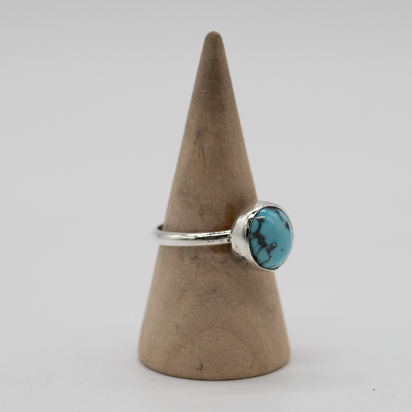 Round Turquoise Ring — Size 6