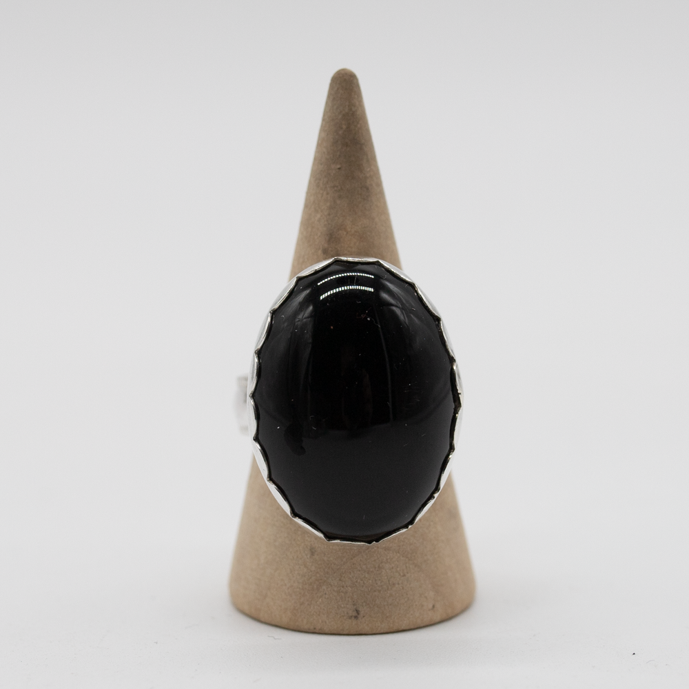 Black Obsidian Statement Ring — Size 7