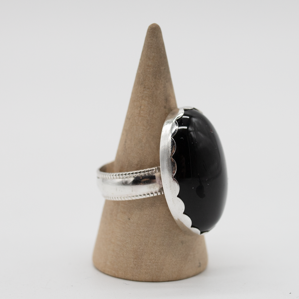 Black Obsidian Statement Ring — Size 7