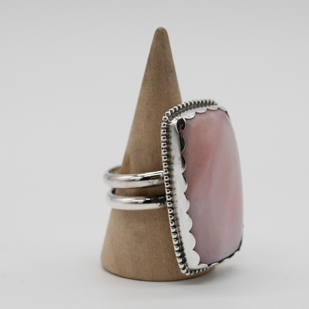 Pink Conch Shell Statement Ring — Size 8.5