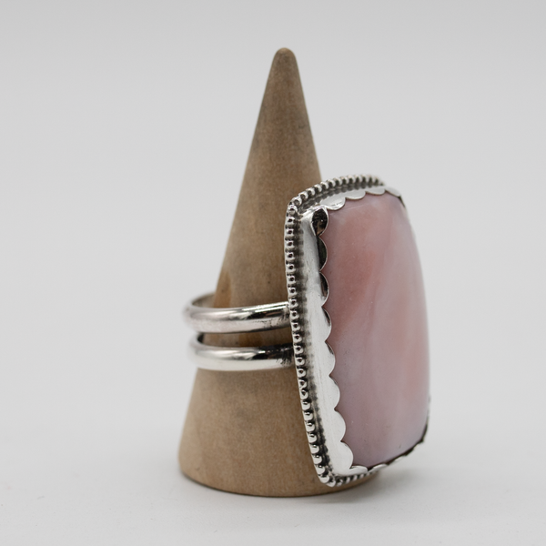 Pink Conch Shell Statement Ring — Size 8.5