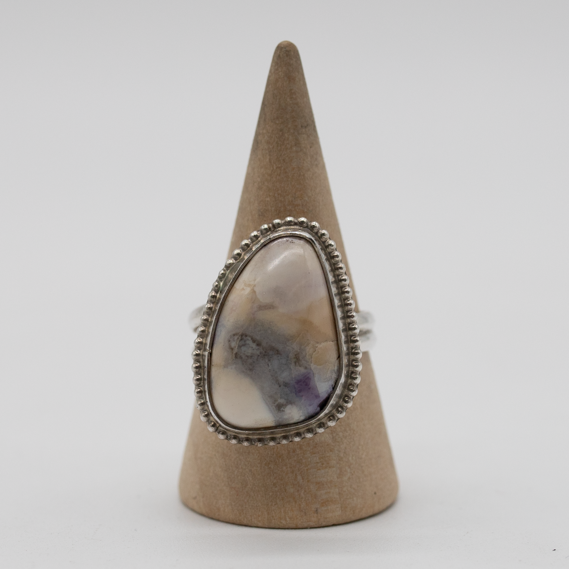 Purple Chalcedony & Cream Jasper Ring — Size 7