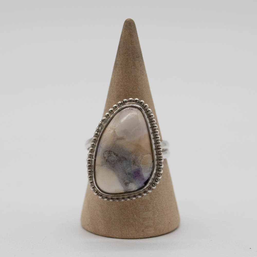 Purple Chalcedony & Cream Jasper Ring — Size 7