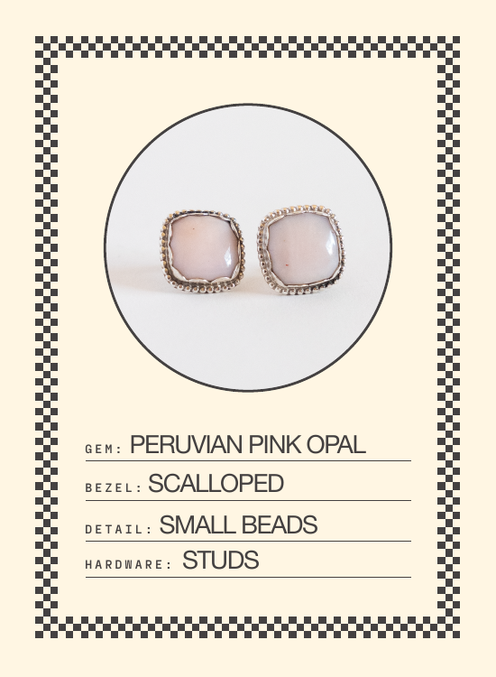 Peruvian Pink Opal Stud Earrings — spec