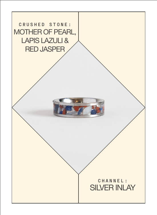 Trio Inlay Ring (Mother of Pearl · Lapis · Red Jasper) — spec