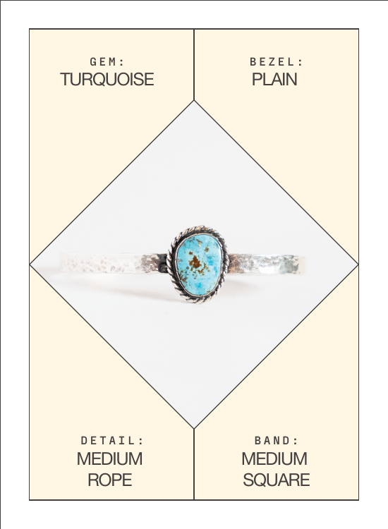 Turquoise Ring (Medium Rope · Square) — spec
