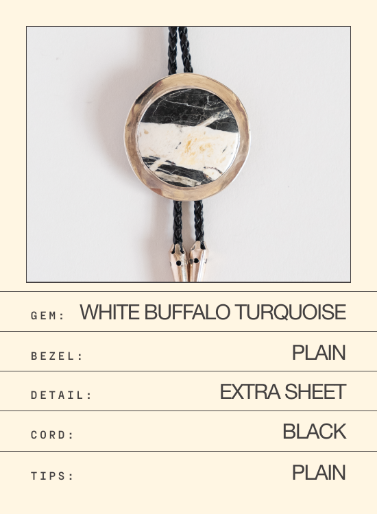White Buffalo Turquoise Bolo — spec