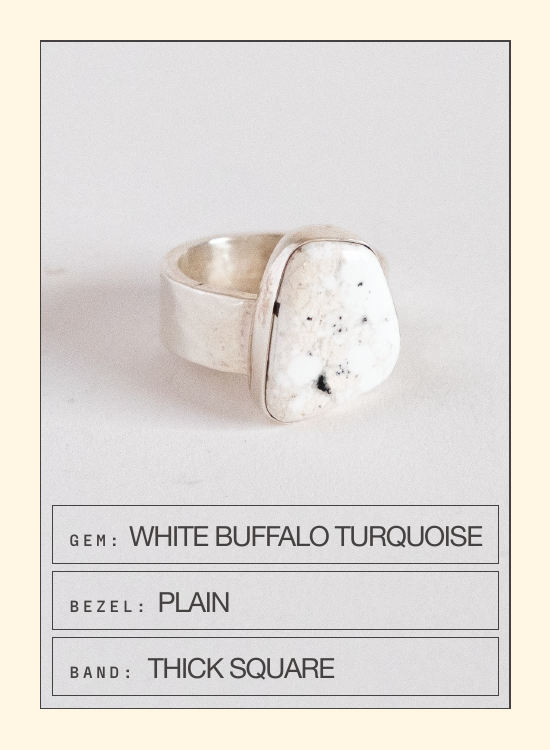 White Buffalo Turquoise Ring — spec